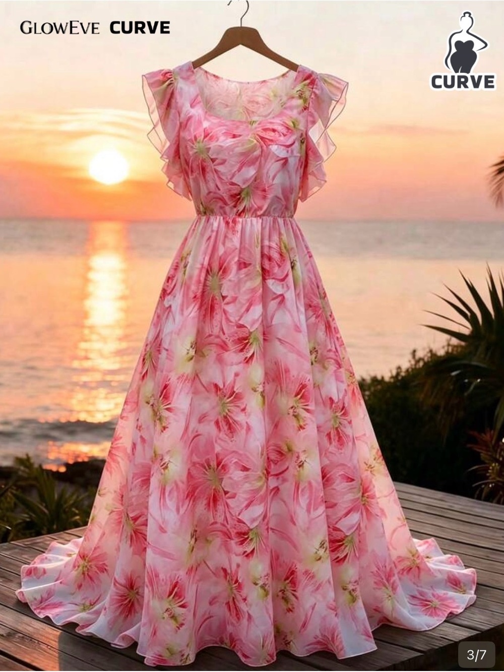 Pink Floral Maxi Dress size 4X